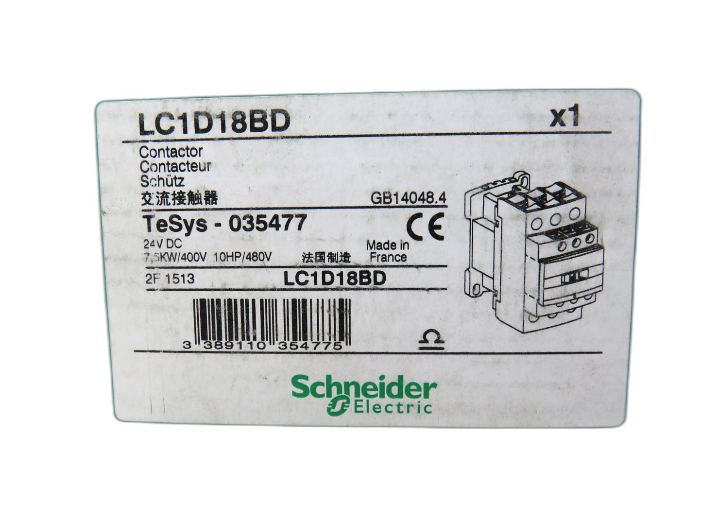 Schneider LC1D18BD CONTACTOR, TESYS DECA, 3 POLE    New