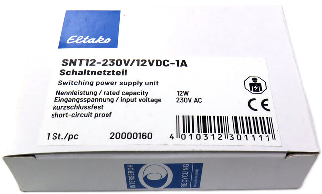 ELTAKO SNT12-230V/12VDC-1A SWITCHING POWER SUPPLY UNIT     New