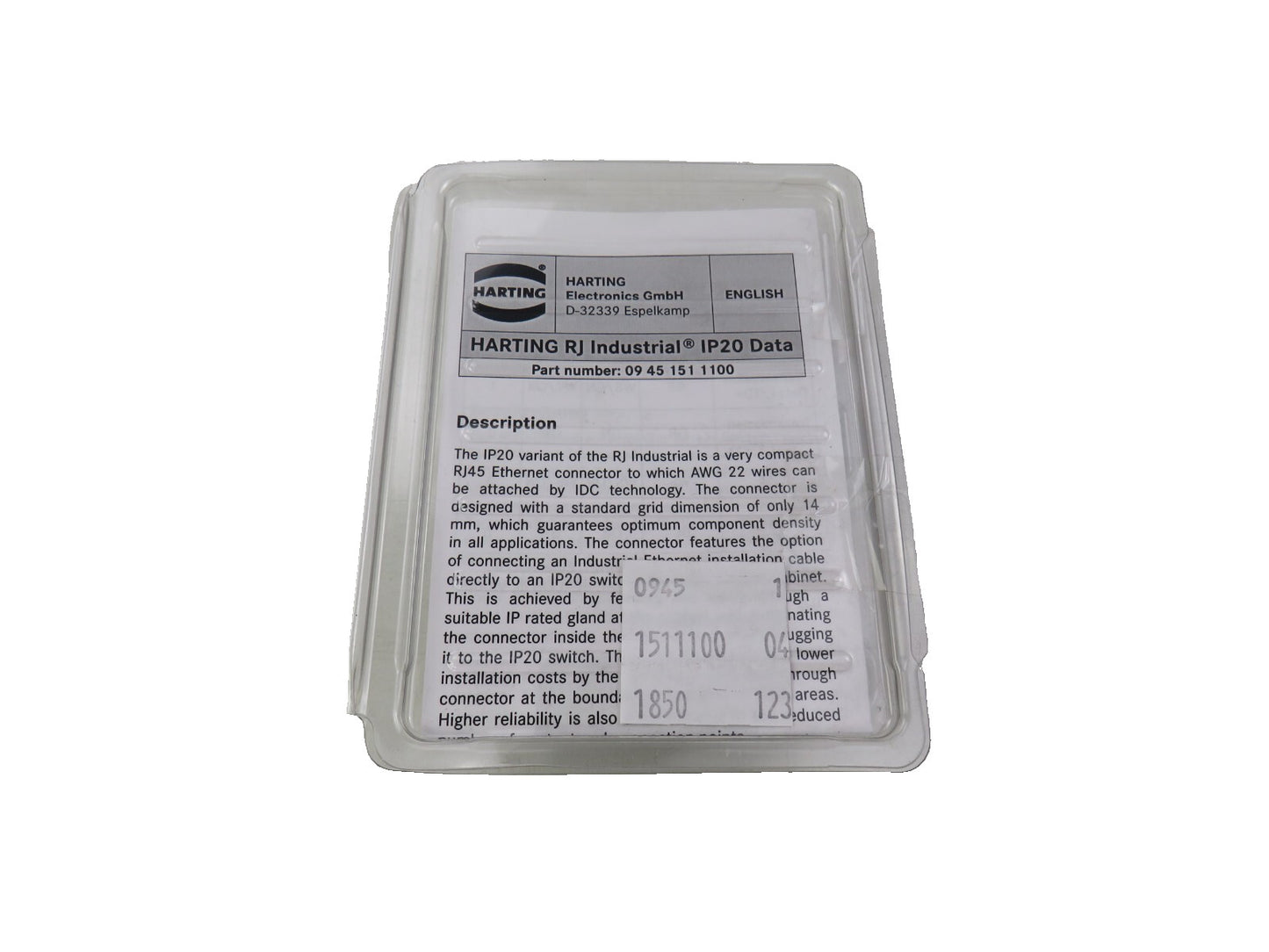 HARTING   9451511100 RJI RJ45 PLUG CAT5 4P IDC  Lot of 10 New