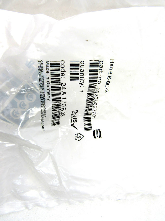 Harting  09330062701  Han 6 E BU-S   Lot of 11 New