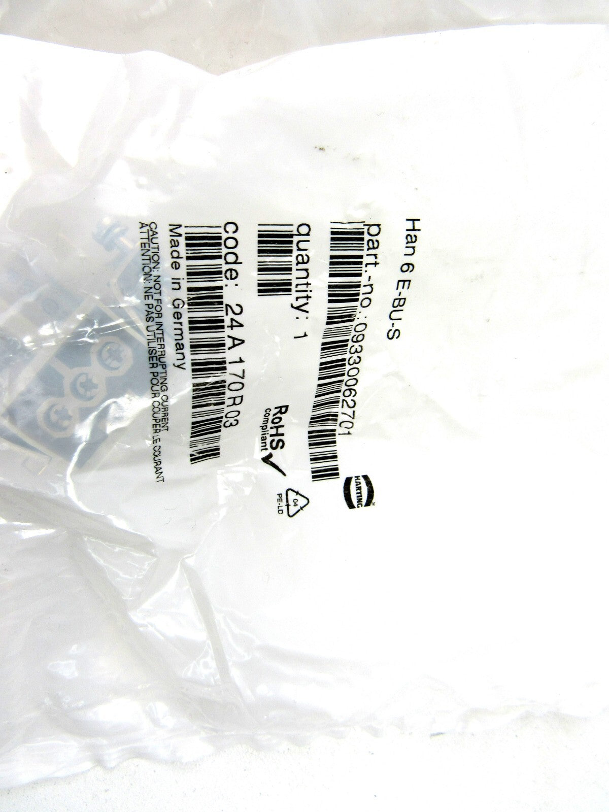 Harting  09330062701  Han 6 E BU-S   Lot of 11 New