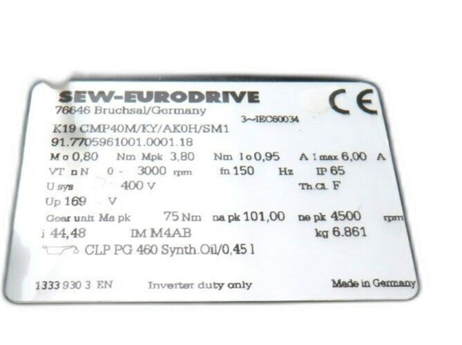 SEW EURODRIVE Servomotor with Gearbox    New