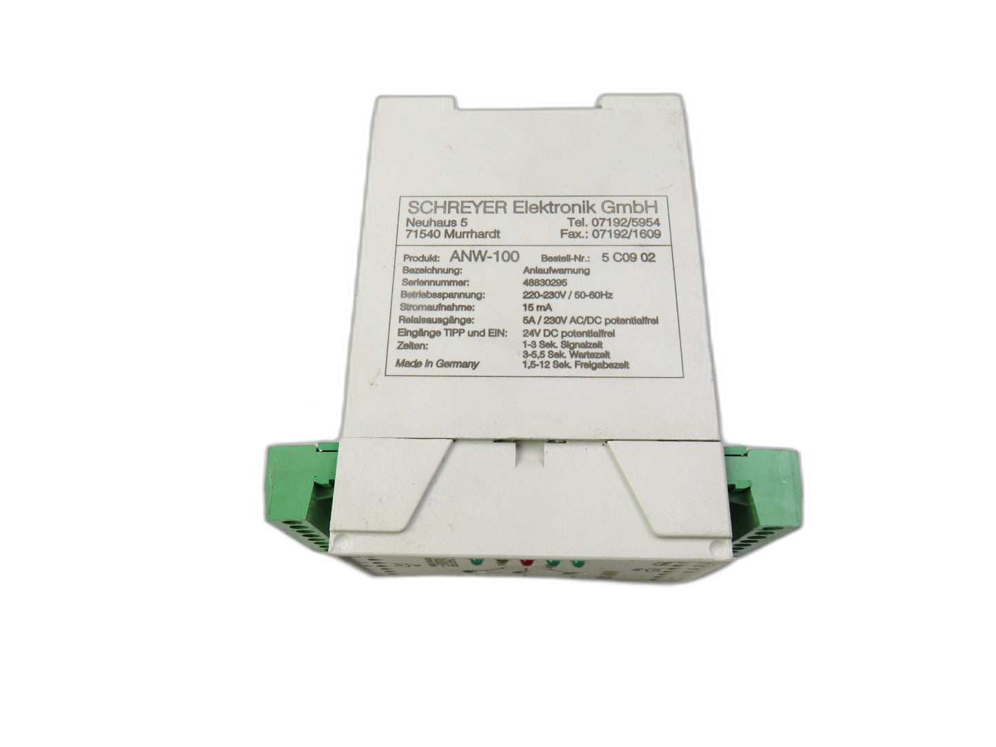 SCHREYER ELEKTRONIK ANW-100 - 5 C09 02 START-UP WARNING RELAIS anw100    New