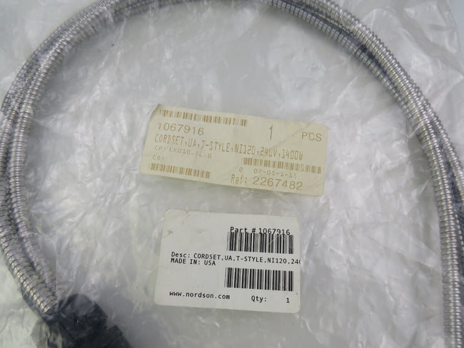 NORDSON 1067916 CORDSET UA T-STYLE NI120 240V 1400W    New