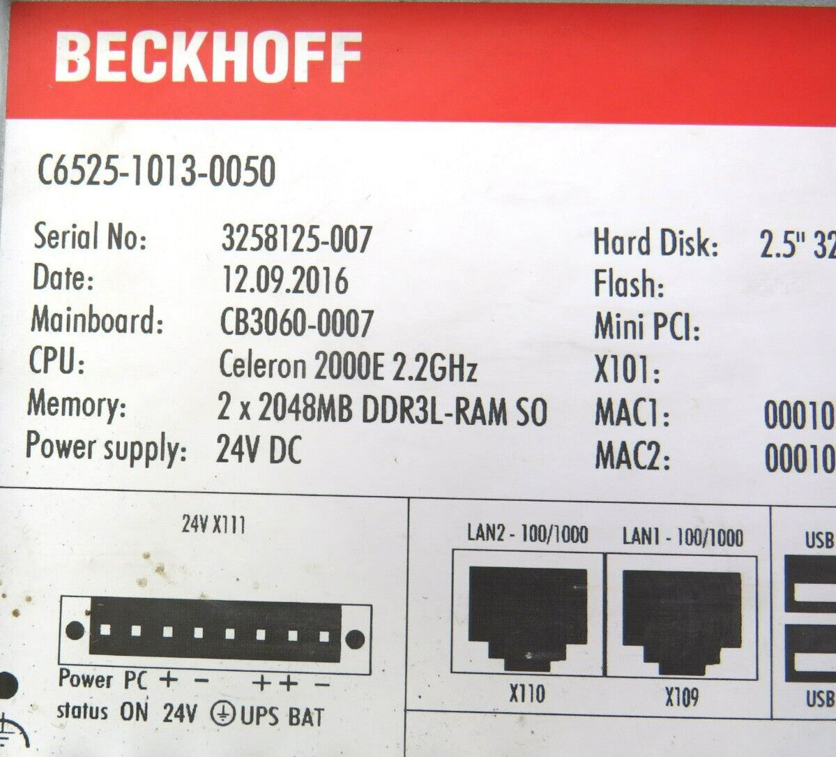Beckhoff C6525-1013-0050