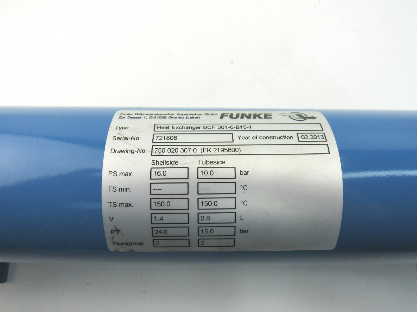 FUNKE BCF 301-6-B15-1 HEAT EXCHANGER 750 020 307 0 New