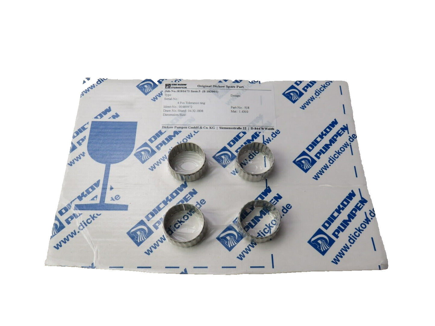DICKOW PUMPEN 00489972  4 PCS TOLERANCE RING    New