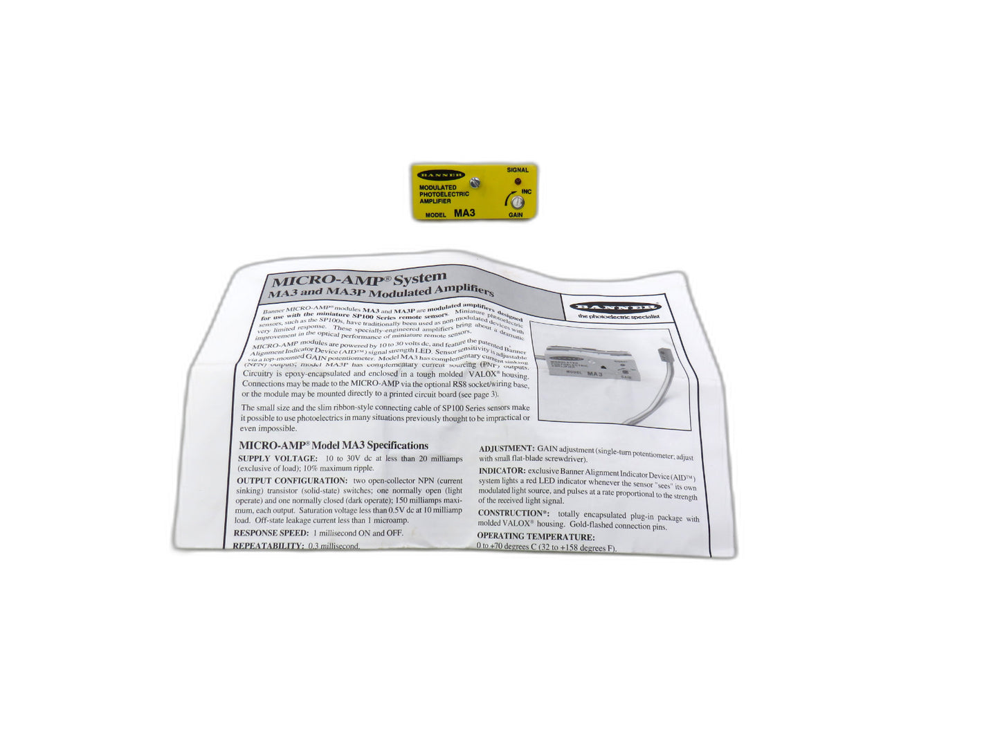 BANNER MA3 Modulated Photoelectric Amplifier ma 3 New