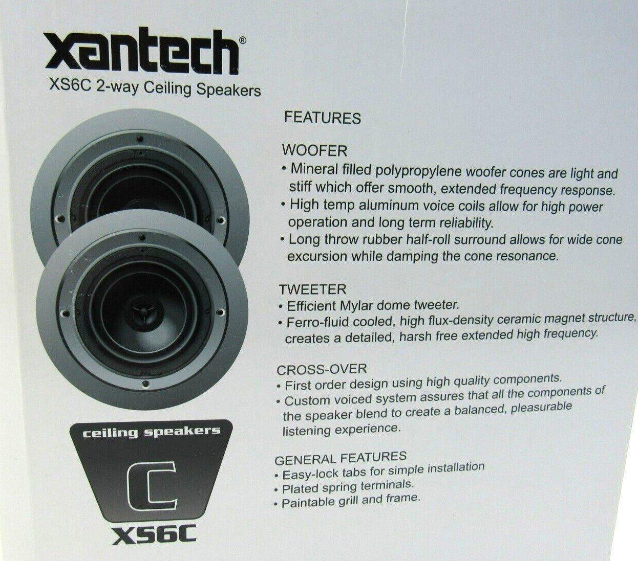XANTECH  XS6C 2-WAY CEILING SPEAKERS 6,5� PAIR NOS  Lot of 2 New