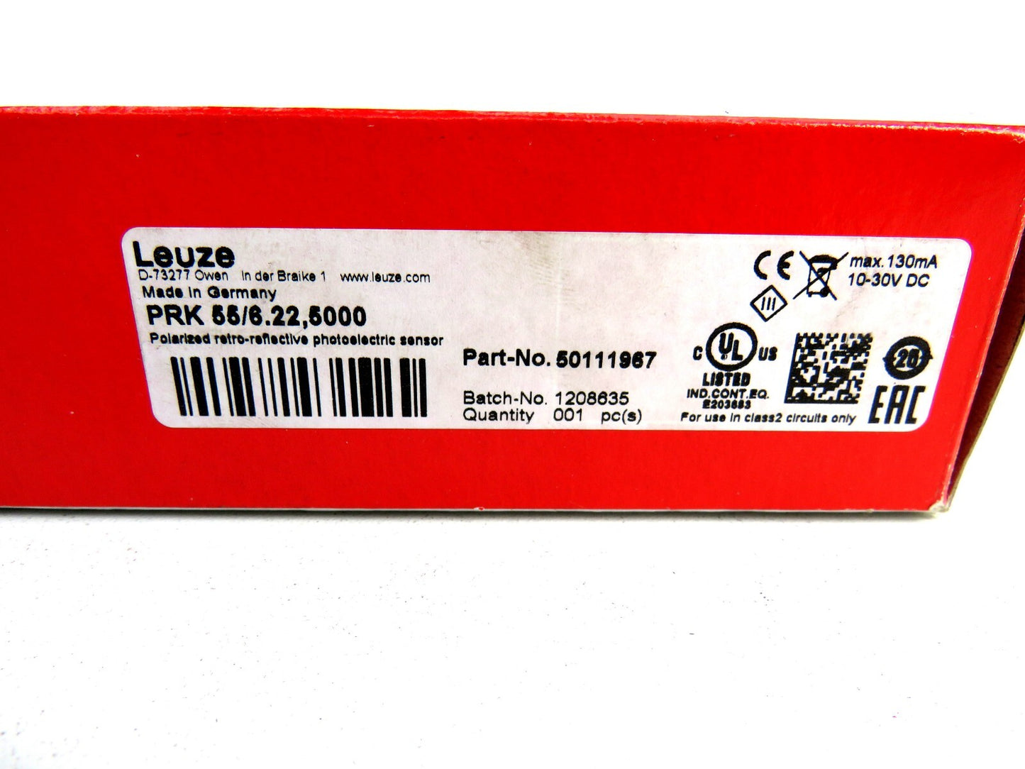 LEUZE ELECTRONIC PRK 55/6.22,5000  Photoelectric Sensor    New