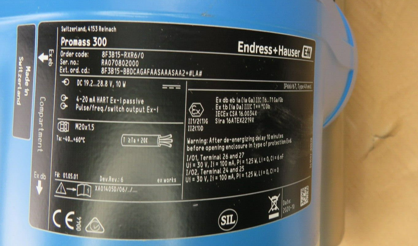 ENDRESS HAUSER PROMASS F 300  DN15 8F3B15-RXR6/0 CORIOLIS FLOW METER   New