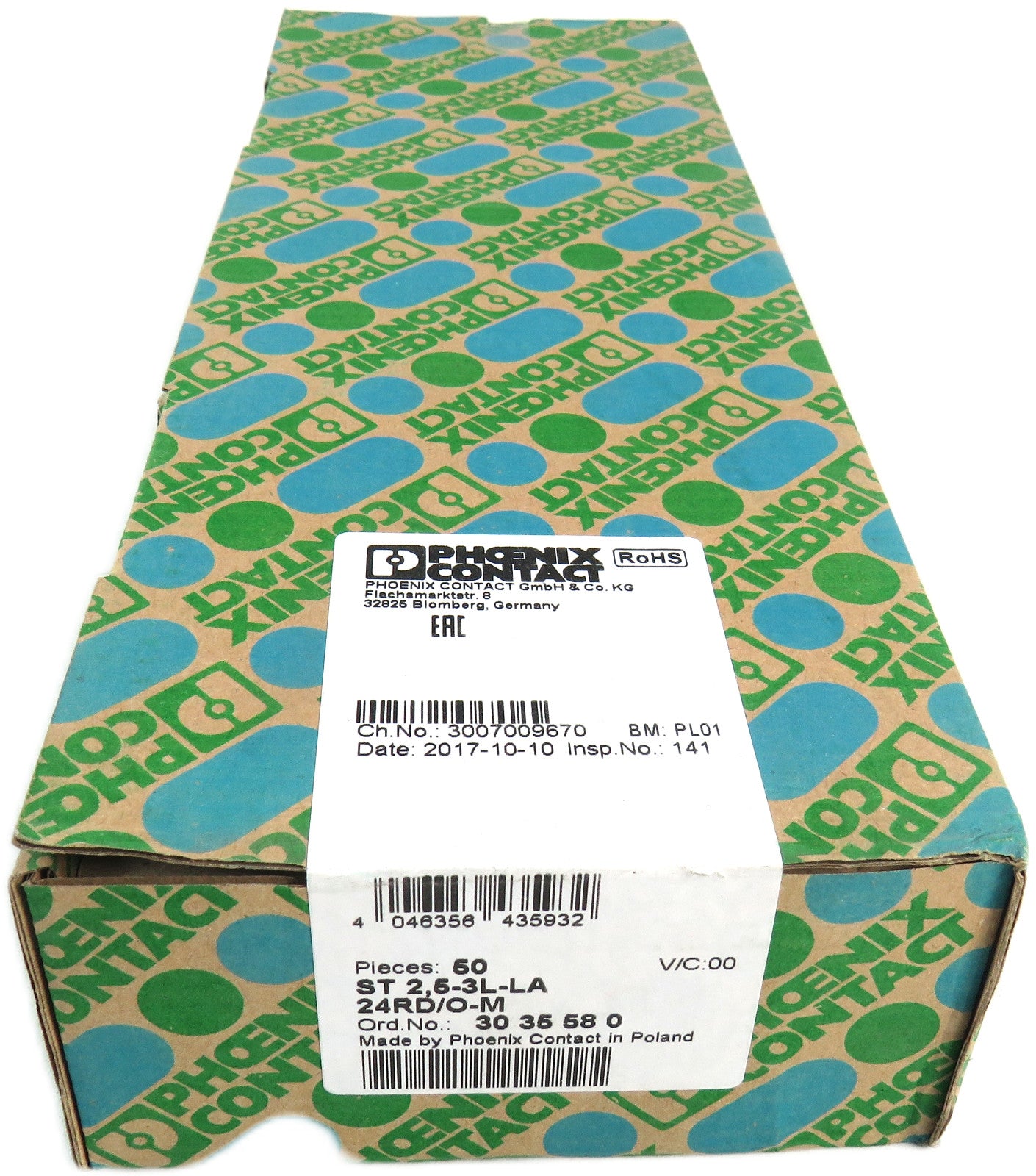 PHOENIX CONTACT  3035580 ST 2,5-3L-LA 24RD/O-M  Lot of 50 New