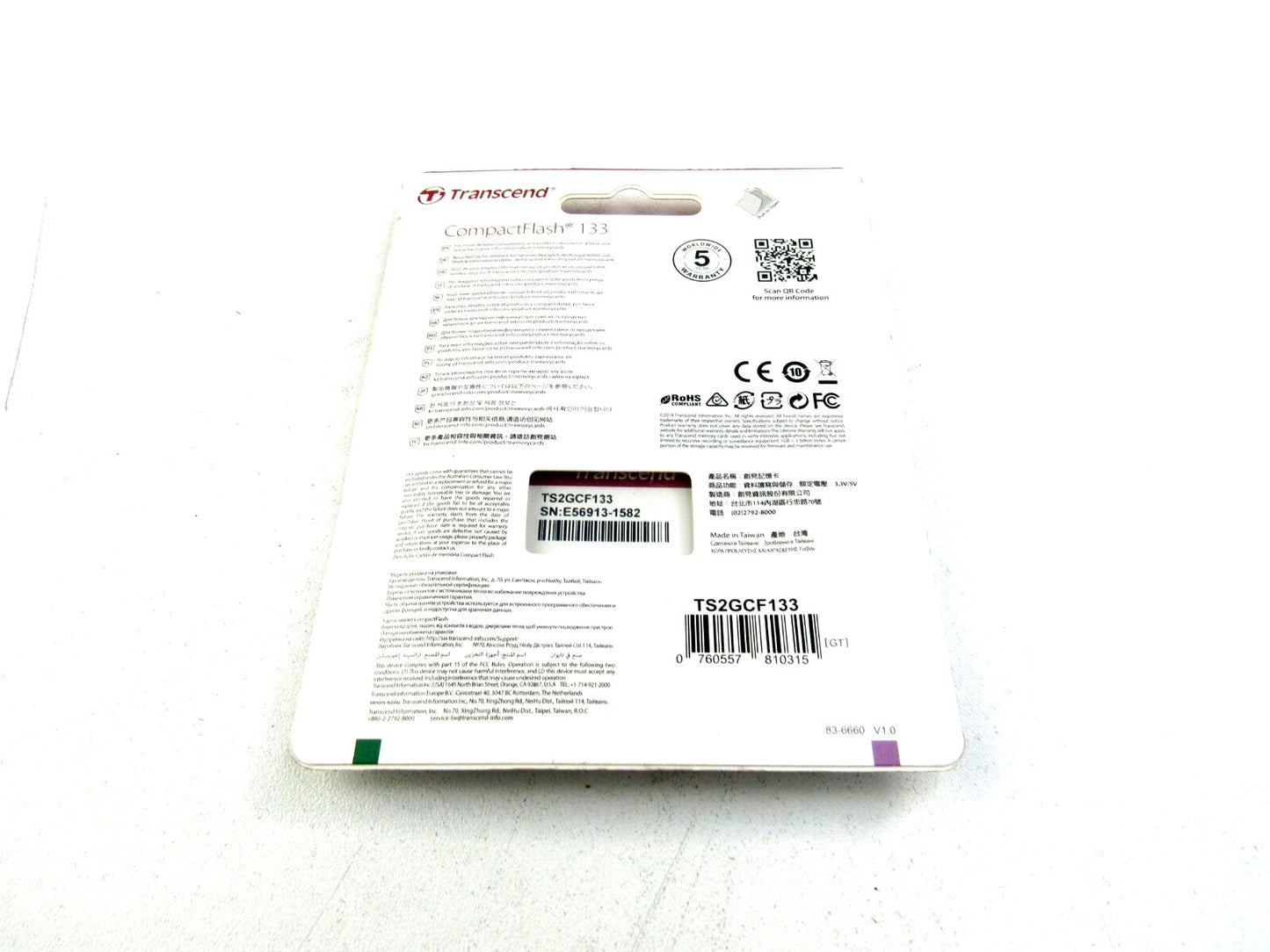 Transcend  CompactFlash 133 2GB 30MB/s   New