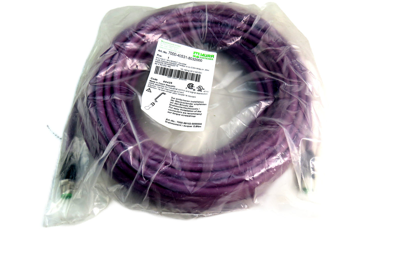 MURR Elektronik 7000-40531-8032000 Cable CAN-Bus M12 Socket/PL    New