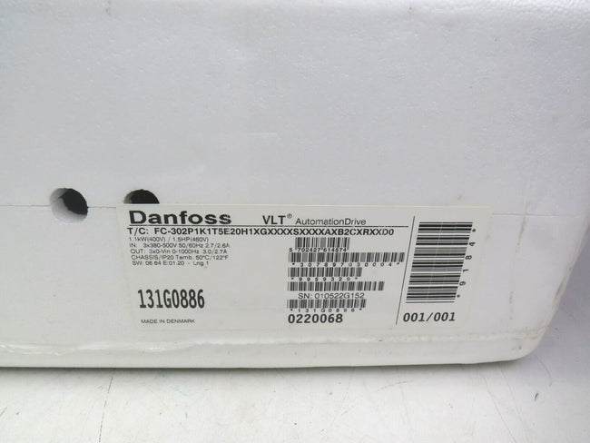 DANFOSS FC-302P1K1T5E20H1 131G0886 VLT frequency converter - 1.1 kW    New