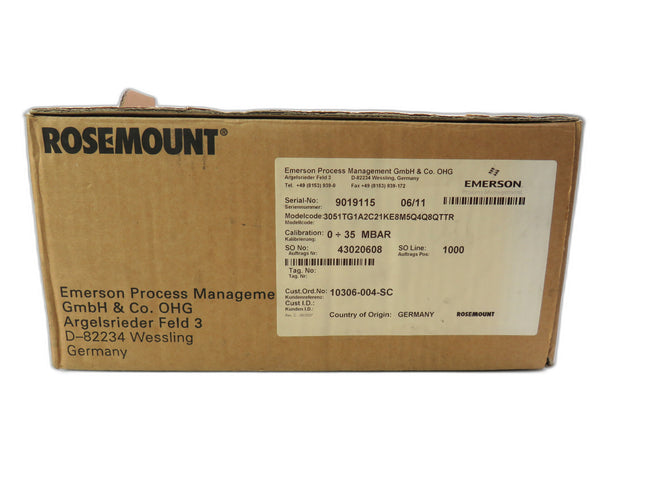 ROSEMOUNT 3051TG1A2C21KE8M5Q4Q8QTTR 3051TG    New