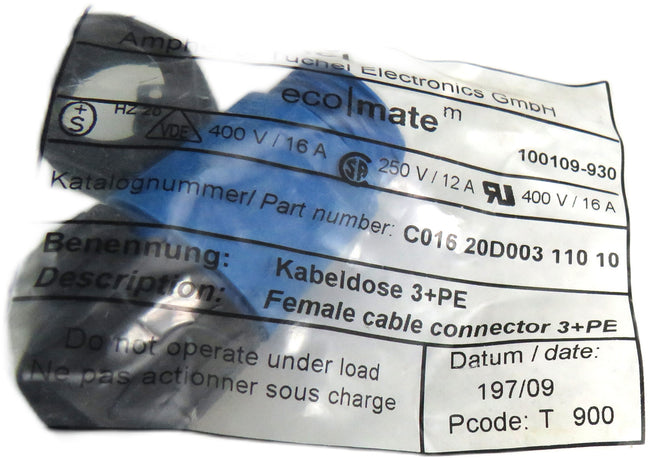 Amphenol  C016 20D003 110 10 Circular Connector, Ecomate C016 Series    New