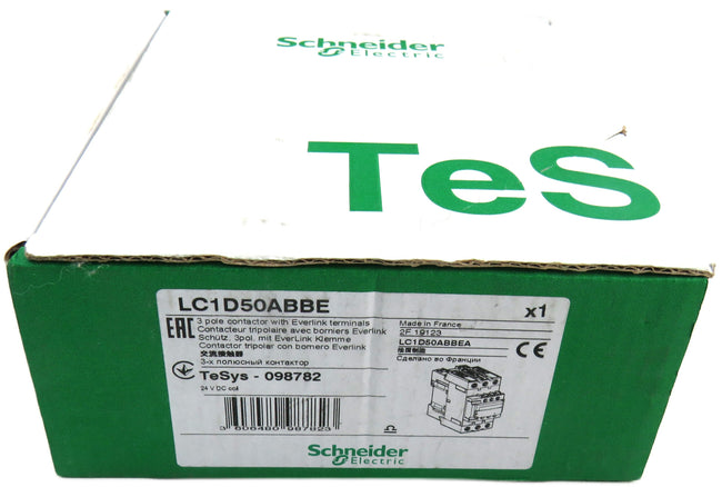 SCHNEIDER ELECTRIC LC1D50ABBE 3 Pole Contactor w everlink terminals     New