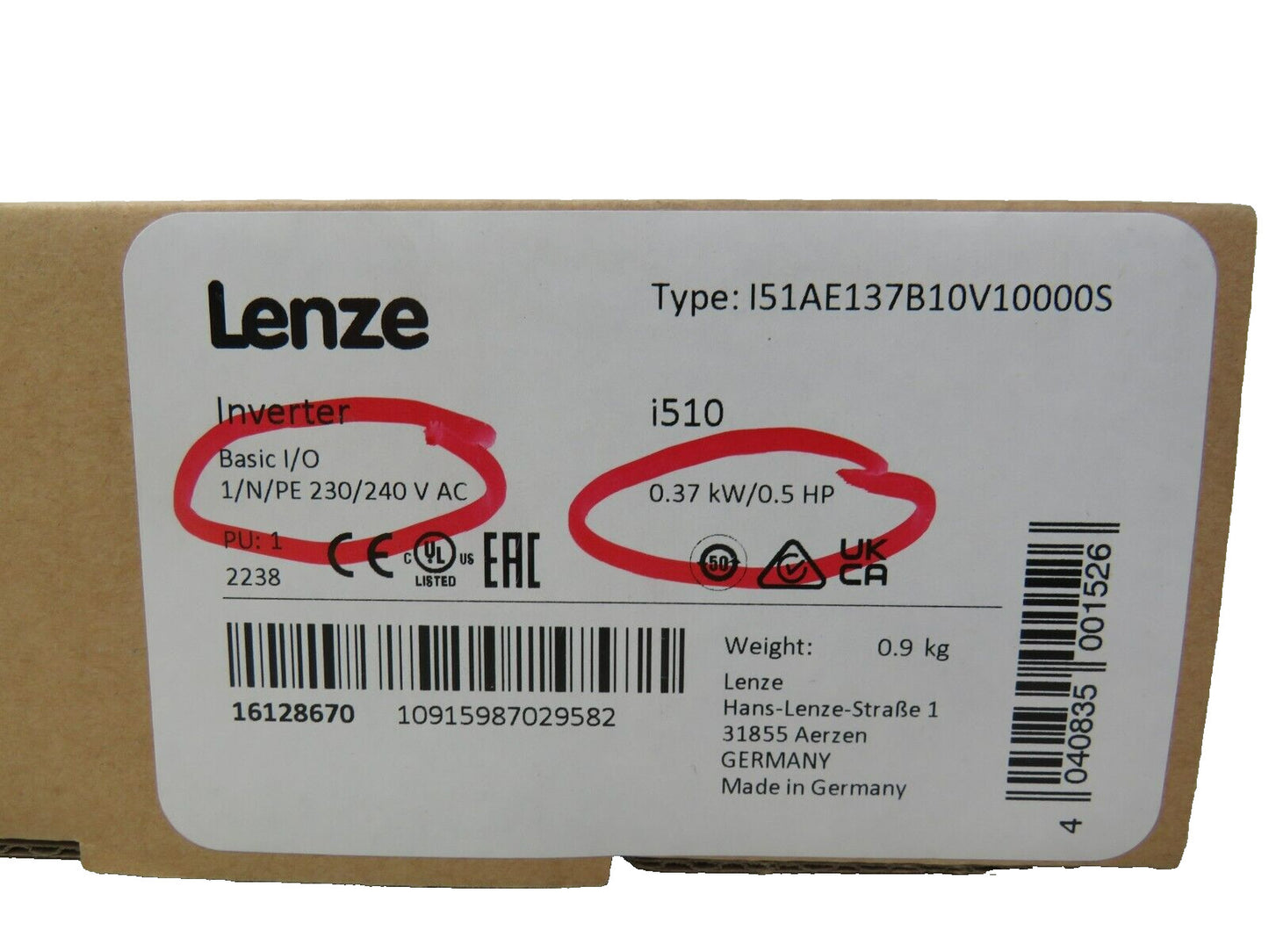 Lenze I51AE137B10V10000S 16128670   New