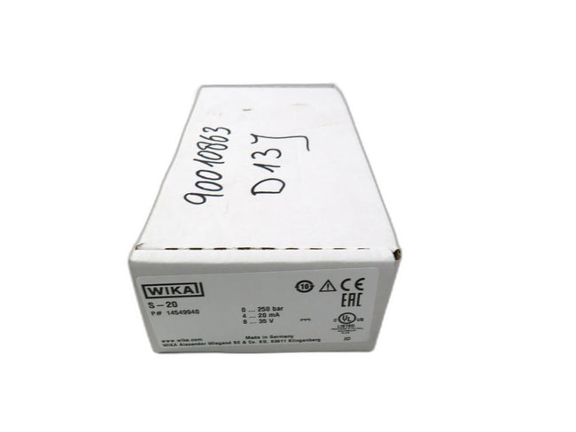 WIKA S-20 1459940 PRESSURE SENSOR TRANSMITTER    New