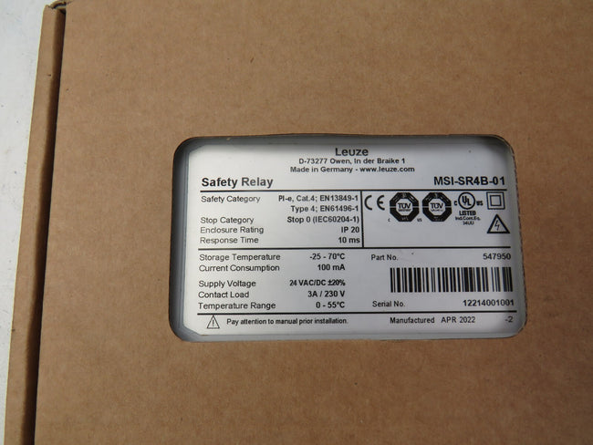 Leuze MSI-SR4B-01 547950 Safety Relay   New