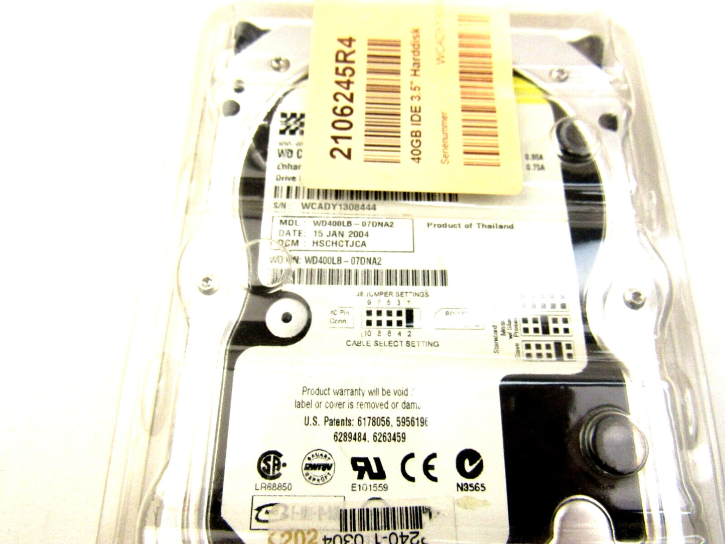 Western Digital WD400 40GB Harddrive Harddisk  WD400LB-07DNA2 New