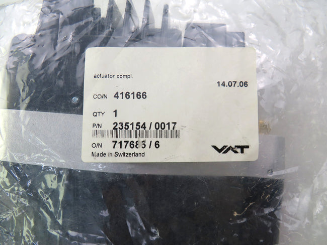 VAT 235154/0017 PENDULUM GATE VALVE ACTUATOR 235154 New