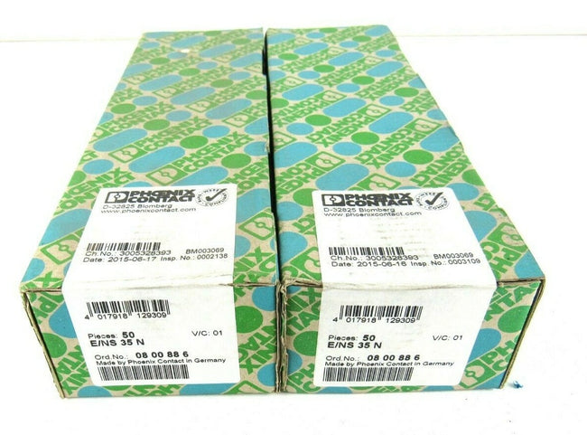 Lot of 100 Pcs New x Phoenix Contact 0800886 TERMINAL  E/NS 35 N