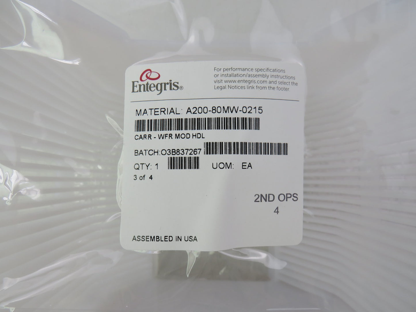 ENTEGRIS A200 A200-80MW-0215 WAFER CASSETTE    New