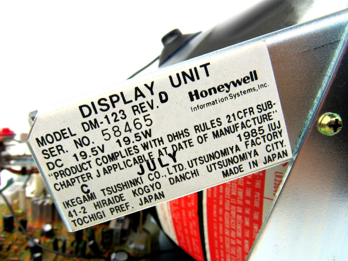 HONEYWELL  DM-123 REV.D  DISPLAY UNIT NEC C12M09P39-ARG 1985 SEALED crt HMI New