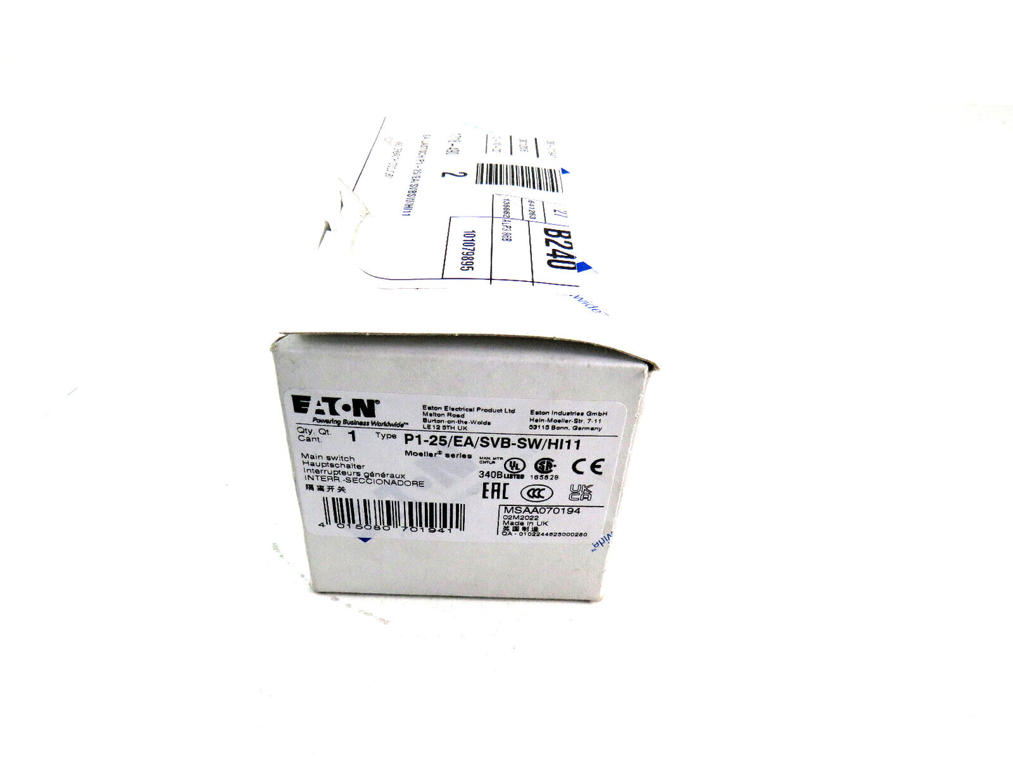 Eaton Switch disconnector 0-1 3P 25A P1-25 / EA / SVB-SW / HI11 070194 New