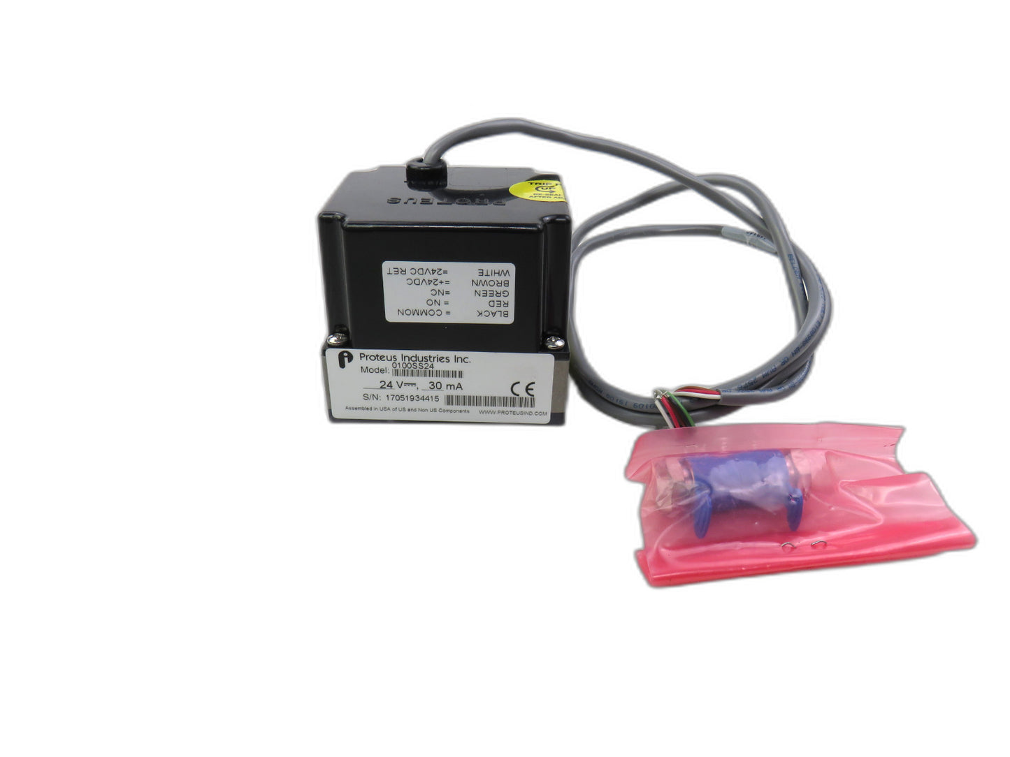 Proteus Industries 0100SS24 Flow Switch 24VDC, 00PSI MAX New