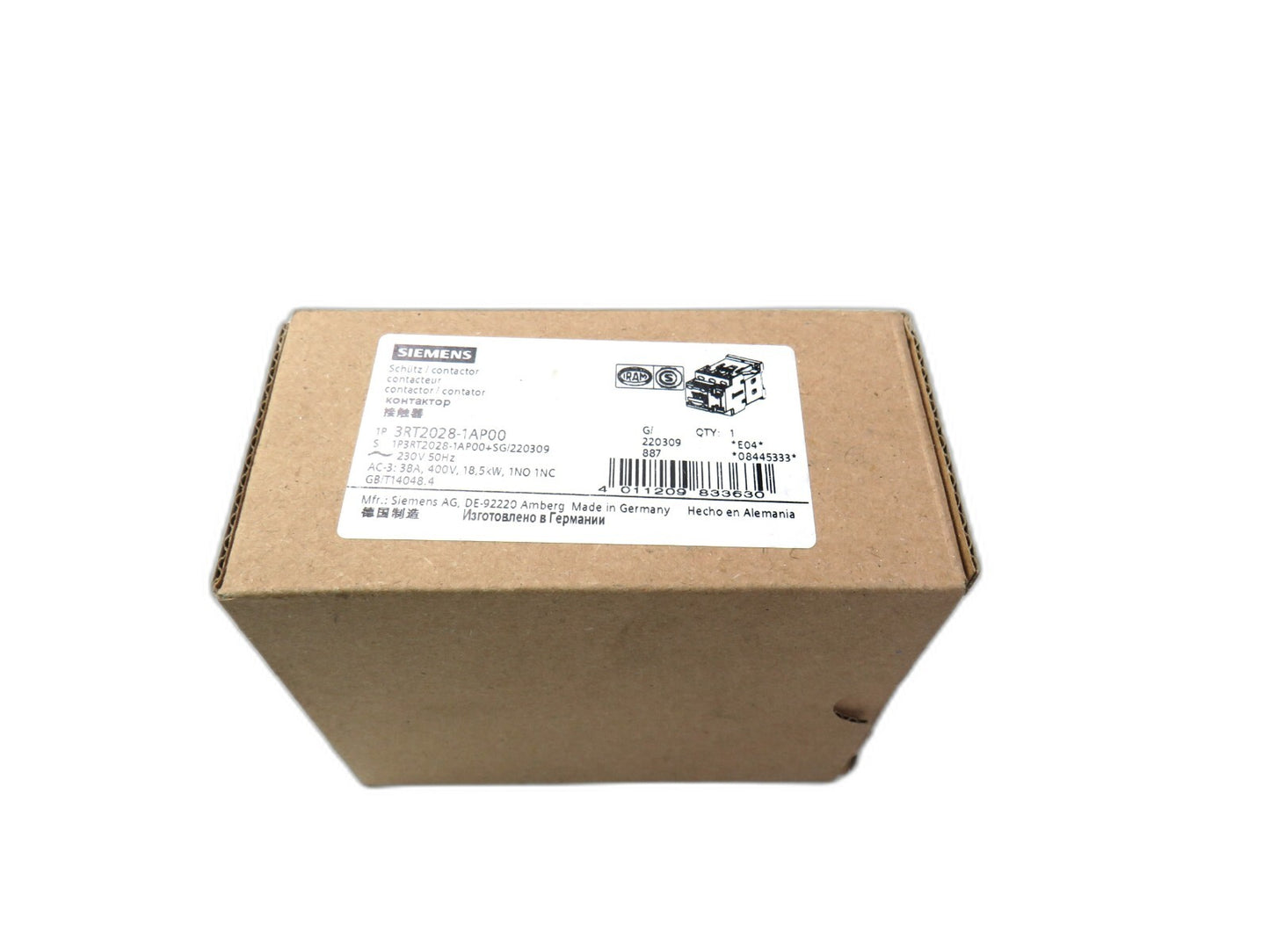 Siemens 3RT2024-1AP00 18.5KW 38A Contactor 230VAC    New