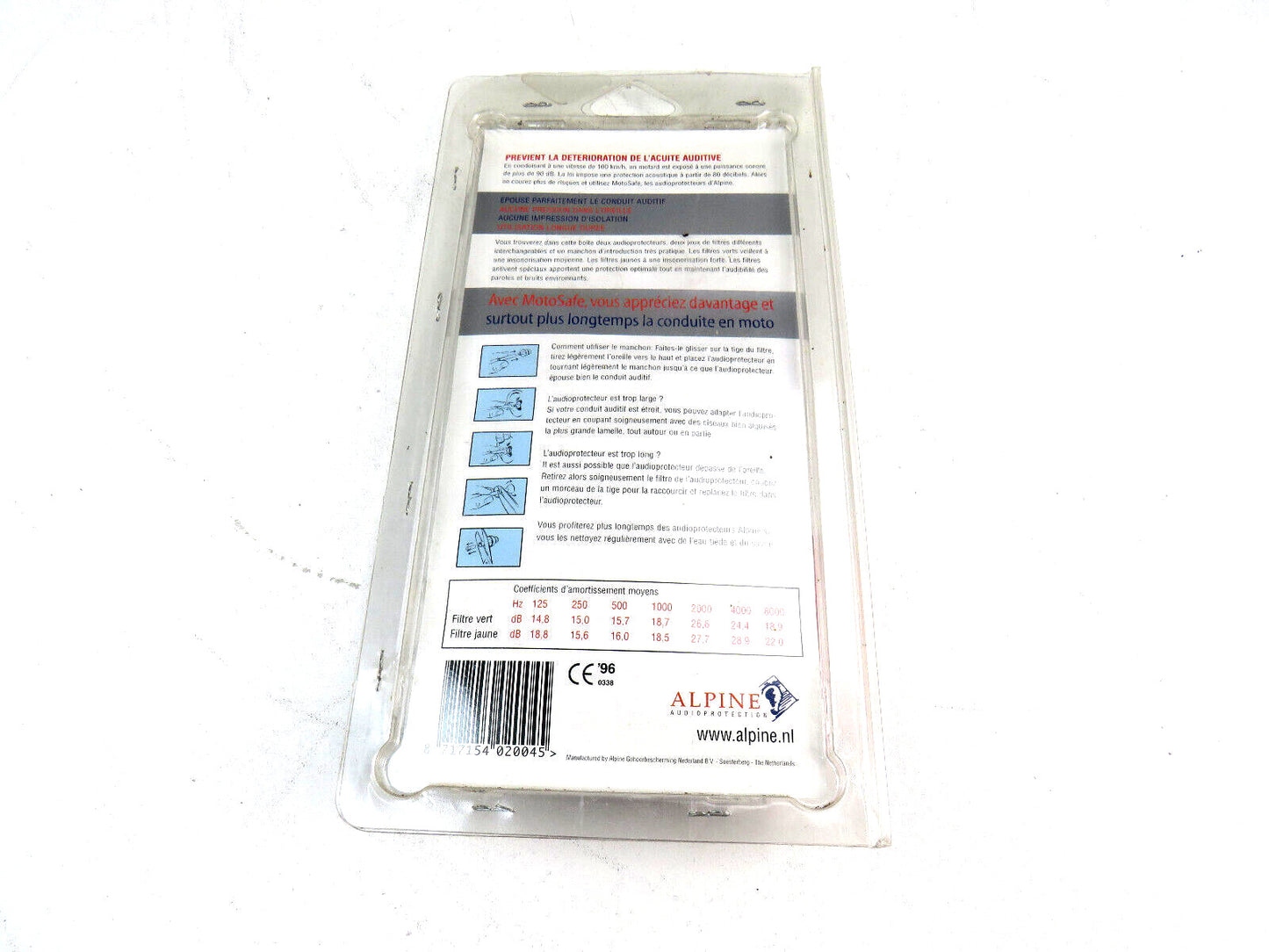 Alpine  MotoSafe Motorbike Motorcycle Tour Reusable Earplugs Ear Plugs    New