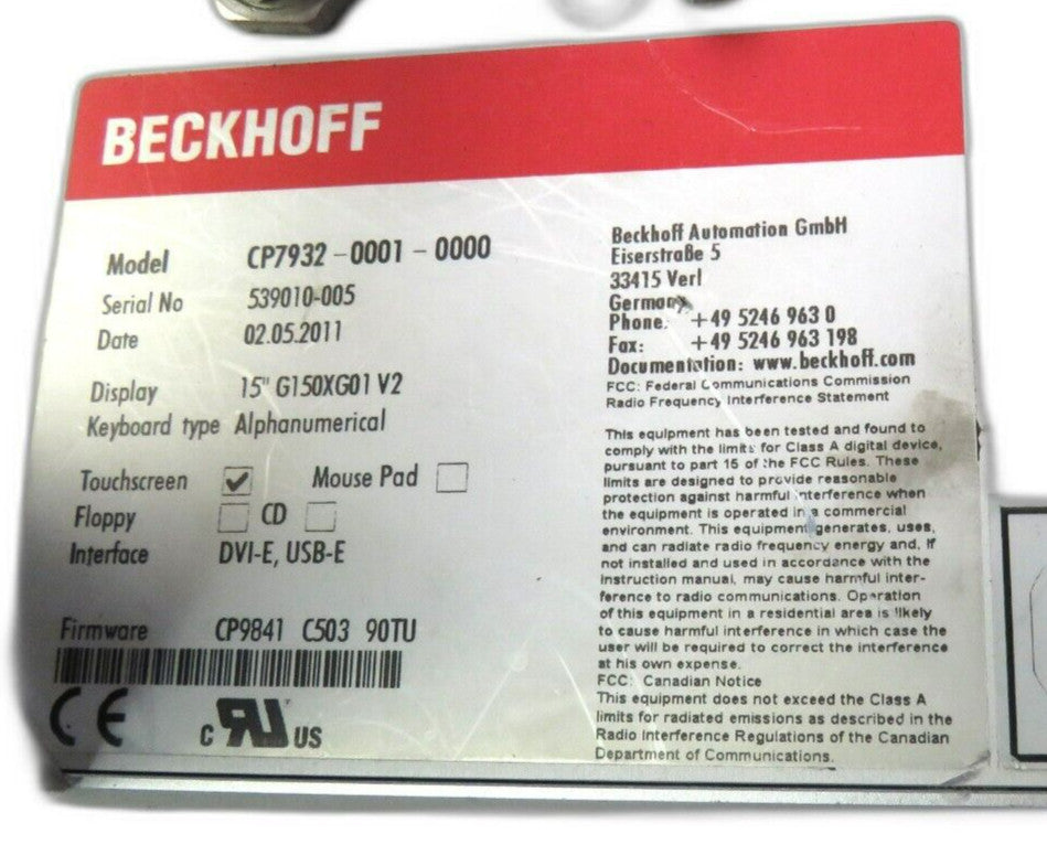 Beckhoff CP7932-0001-0000  W MOUNT  TOUCH PANEL