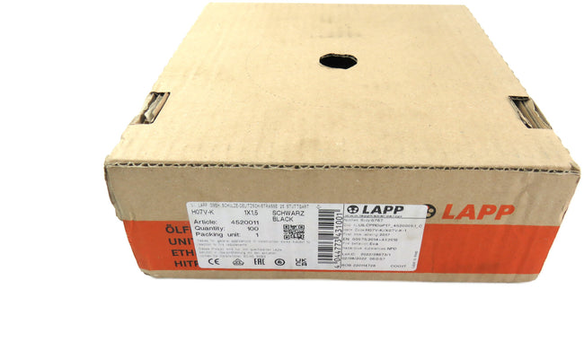 Lapp H07V-K BLACK Cable PVC Line H07V-K 1 x 1.5mm2 100m Strand Flexible Wire New
