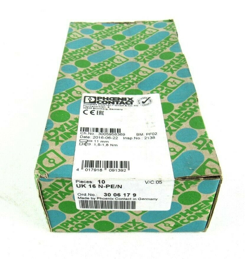 Lot of 10 Pcs New x Phoenix Contact 3006179 UK16 N-PE/N