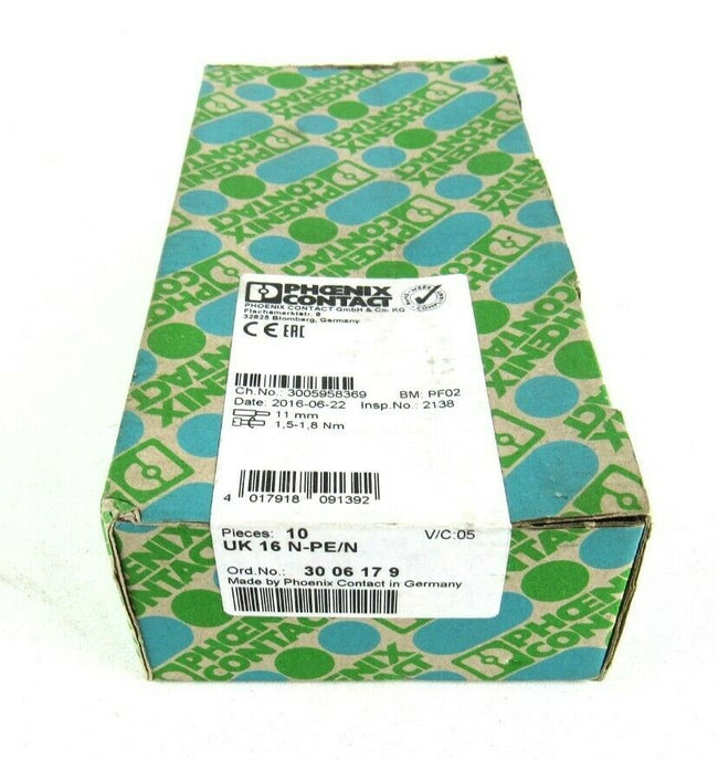 Lot of 10 Pcs New x Phoenix Contact 3006179 UK16 N-PE/N