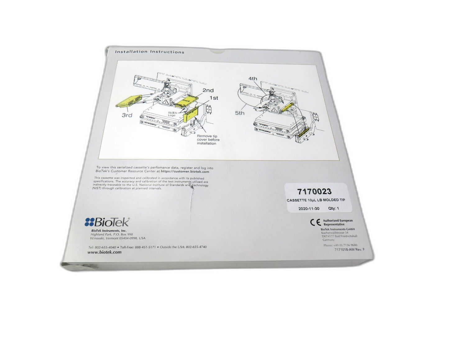 BIOTEK  7170023 Cassette, for peristaltic pump 10µL LB MOLDED TIP    New