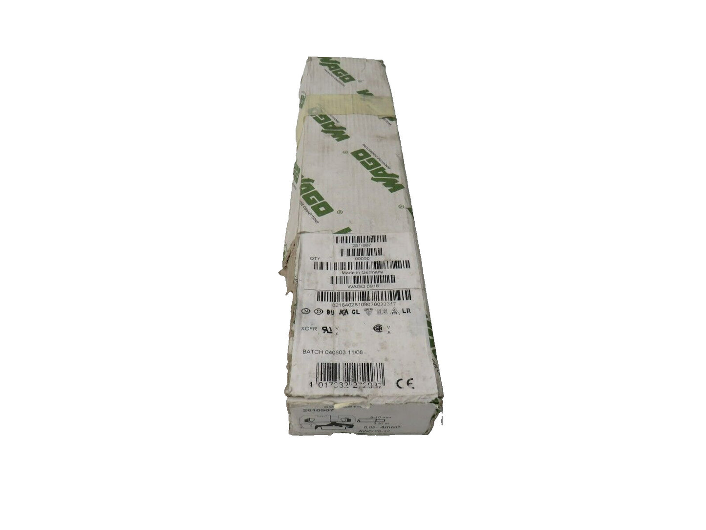 WAGO 281-907 Conductor Ground Terminal Block 4,00 mm2 Green-Yellow 50 PCS    New
