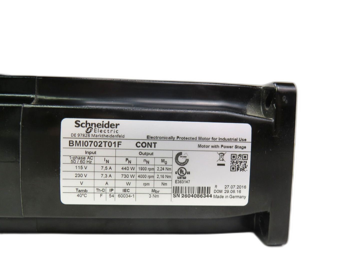 SCHNEIDER Electric BMI0702T01F CONT SERVOMOTOR + LXM32iECT Control Unit    New