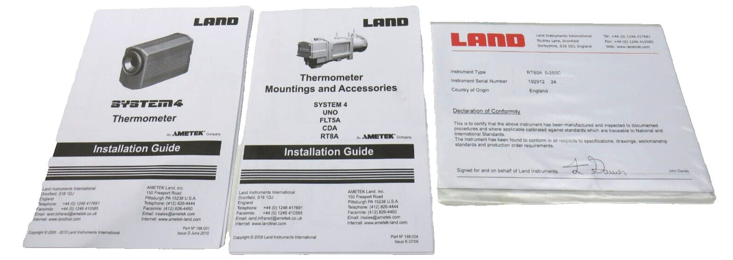 LAND SYSTEM 4 RT8 RT8A RT80A  0-250C FIBROPTIC THERMOMETER + MOUNTING    New