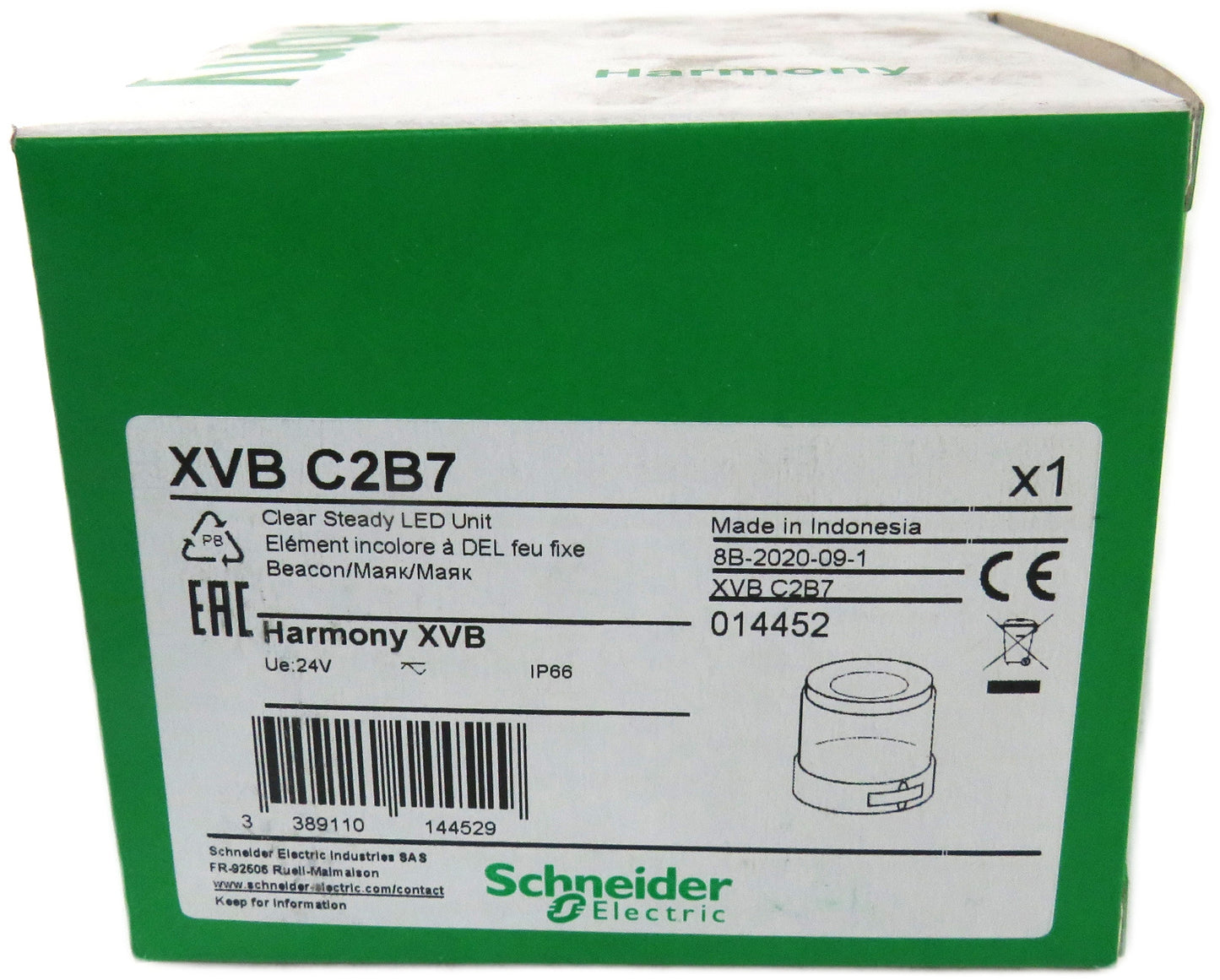 SCHNEIDER ELECTRIC XVB C2B7 XVBC2B7 CLEAR STEADY LED UNIT     New