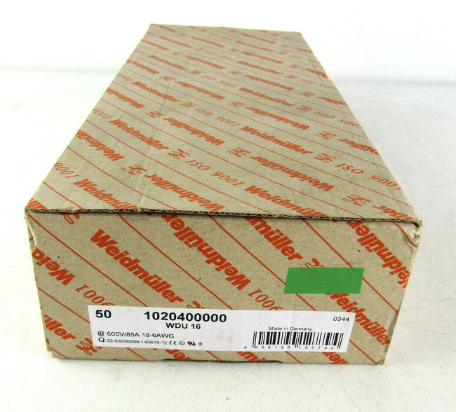 LOT OF 50 NEW WEIDMULLER WDU-16 TERMINAL BLOCKS 1020400000 WDU16