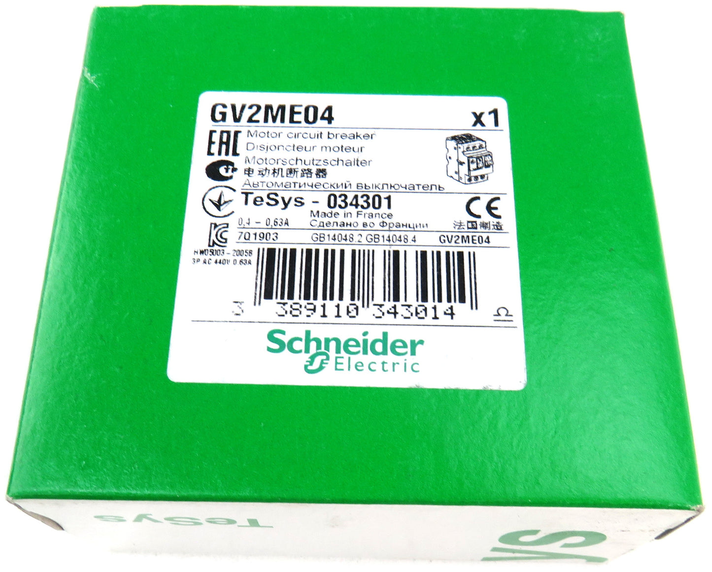 SCHNEIDER ELECTRIC GV2ME04 MOTOR CIRCUIT BREAKER    New