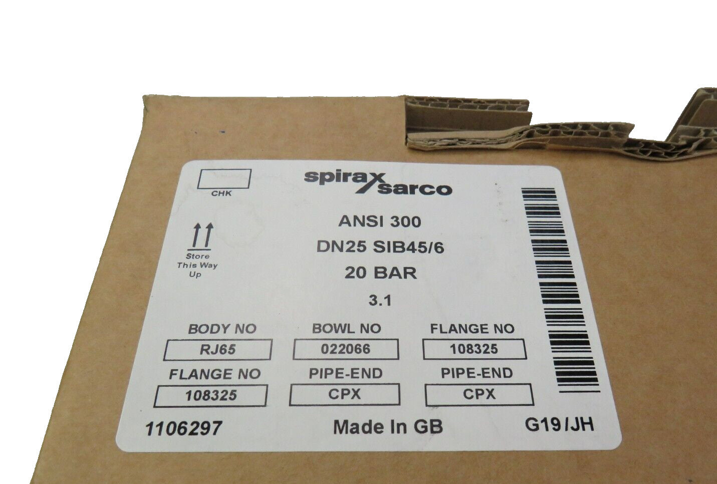 SPIRAX SARCO 1106297 ANSI 300 DN25 SIB45/6 20 BAR 3.1 RJ65 022066 108325 CPX New