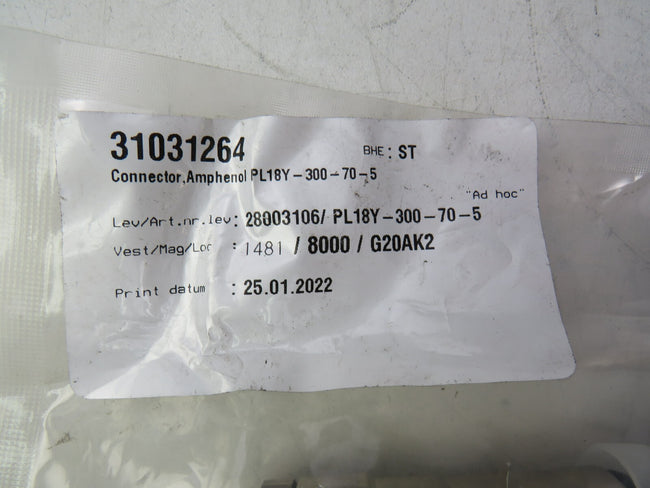 Amphenol PL18Y-300-70-5    New