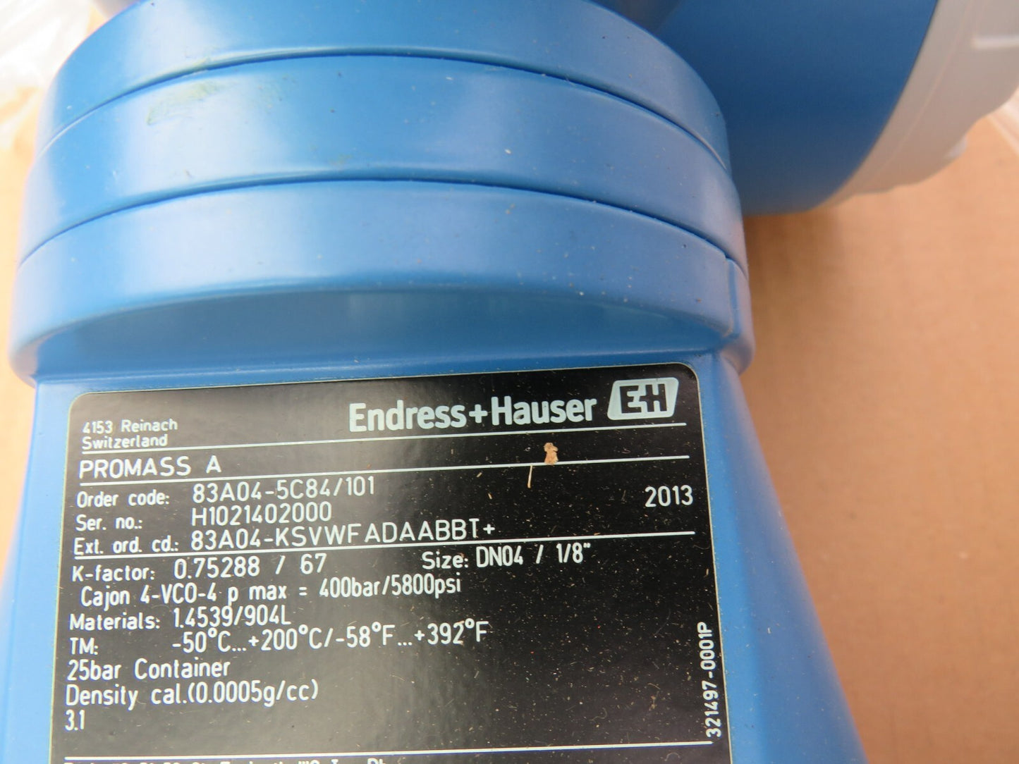 ENDRESS+HAUSER PROMASS 83 A 83A04-5C84/101 DN4 1/ 8" MASS FLOW METER FLOWMETER