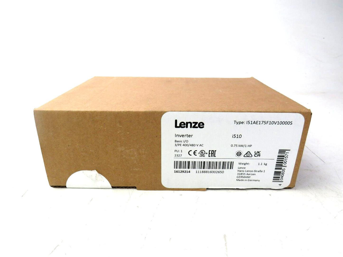 LENZE  I51AE175F10V10000S CABINET INVERTER I510     New