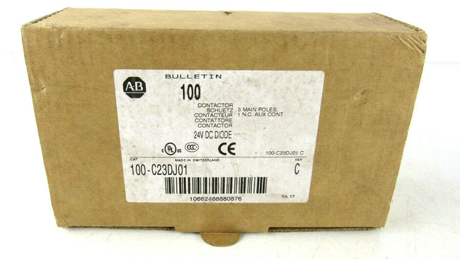 New Allen Bradley 100-C23DJ01 3 Pole Contactor 24V DC Series C NIB
